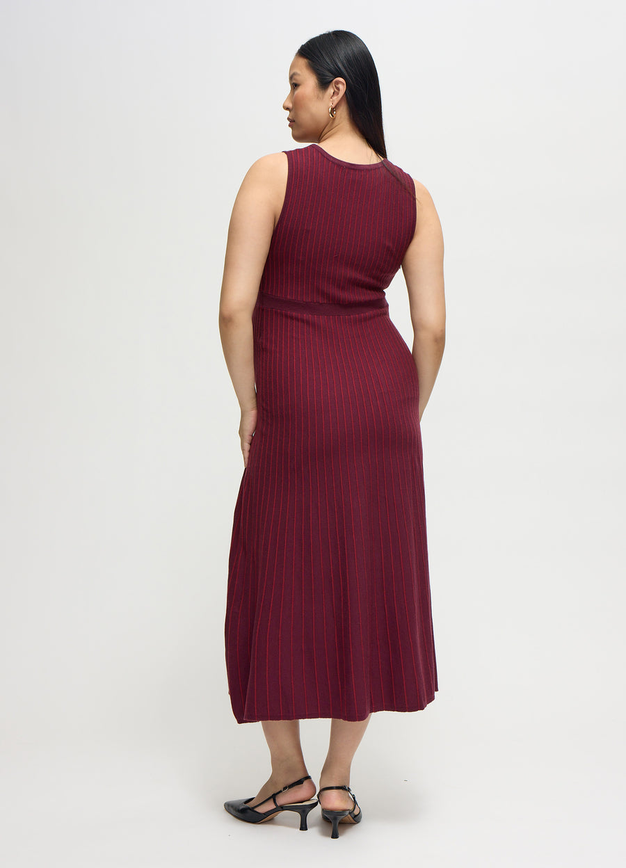 knee length dresses for ladies Ingrid + Isabel Maternity Seamless Striped Midi Sweater Dress Fig Size L