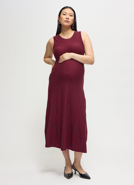 red and grey striped sweater dress Balance Criss-Cross Halter Midi Dress L Slim Cut main image 0