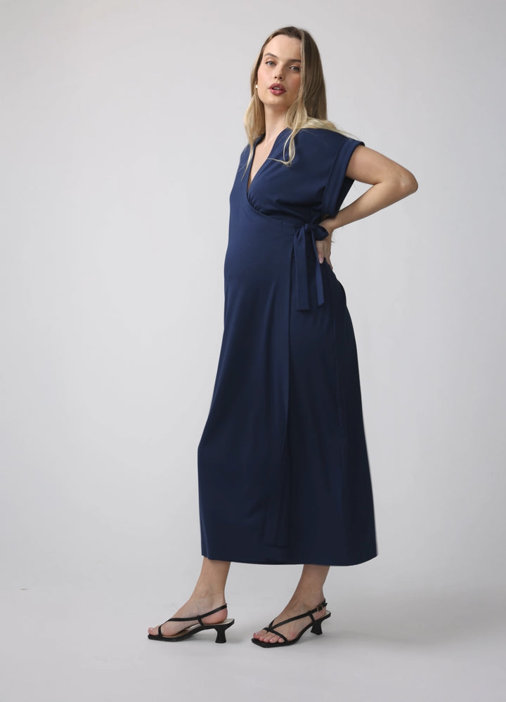 Short Sleeve V-Neck Knit Wrap Maternity Midi Dress – Ingrid & Isabel