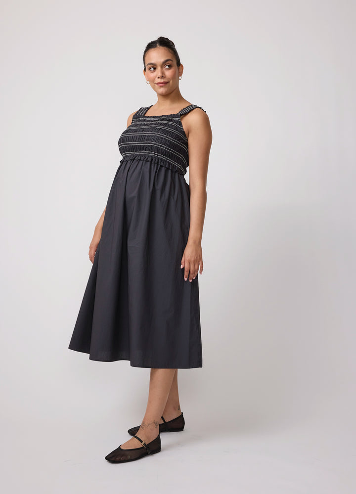 Ingrid & Isabel Women's Square Neck Smocked Maxi Dress - Blue