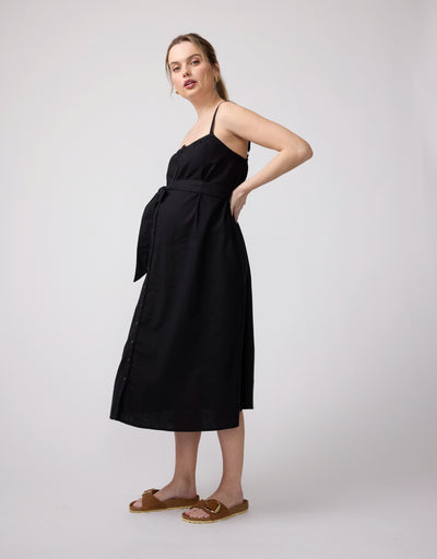 pregnancy black tie dresses Ingrid & Isabel Maternity Sleeveless Button Front Midi Dress Large