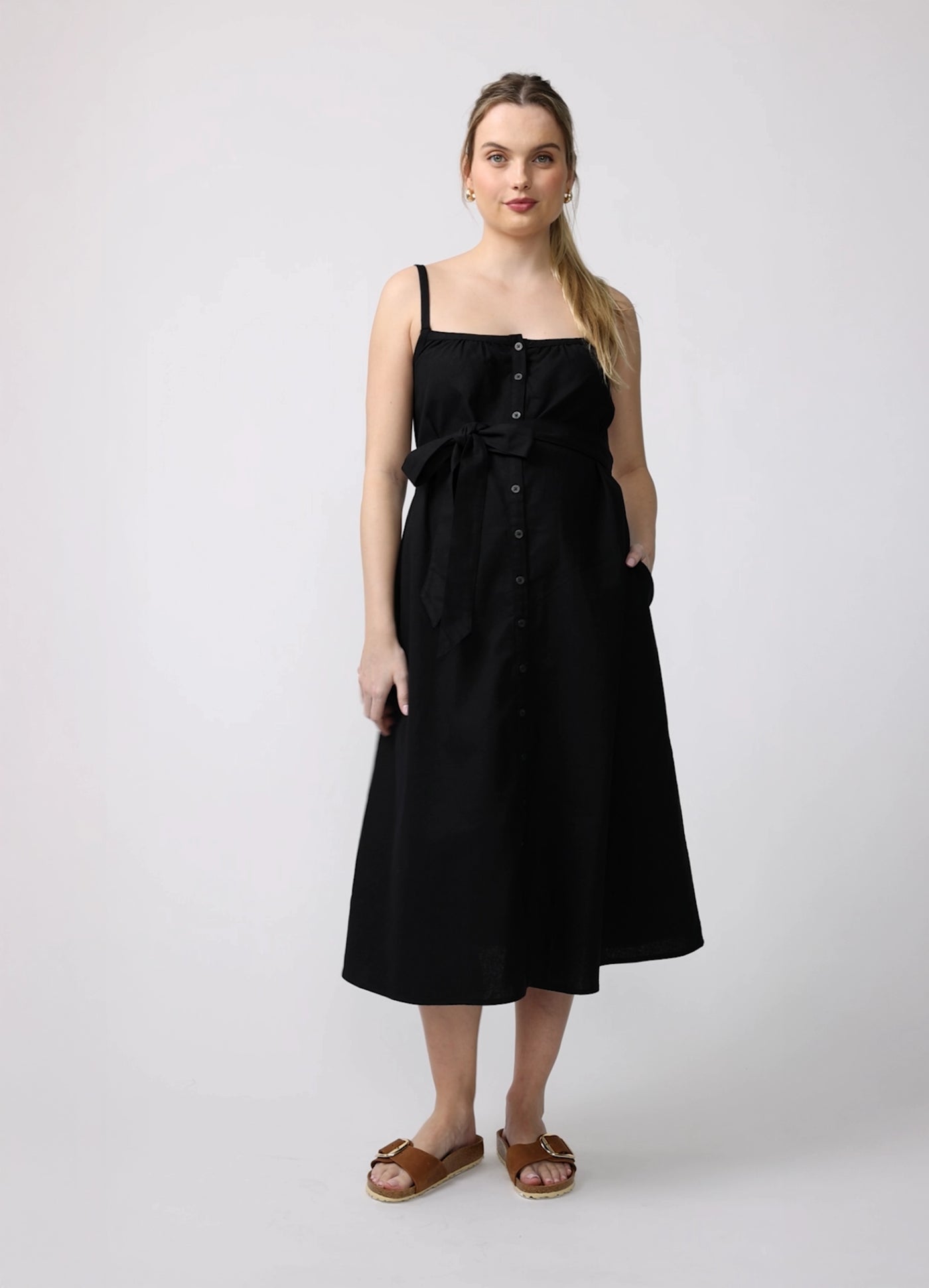 Ingrid & Isabel Maternity Sleeveless Button Front Midi Dress Large Ingrid & Isabel Maternity Sleeveless Button Front Midi Dress Large