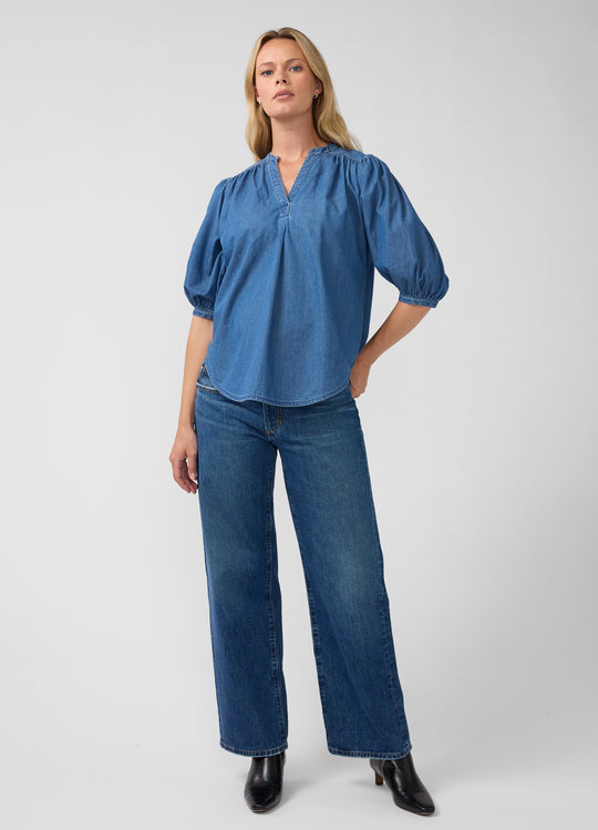 Relaxed Popover Chambray Maternity Shirt