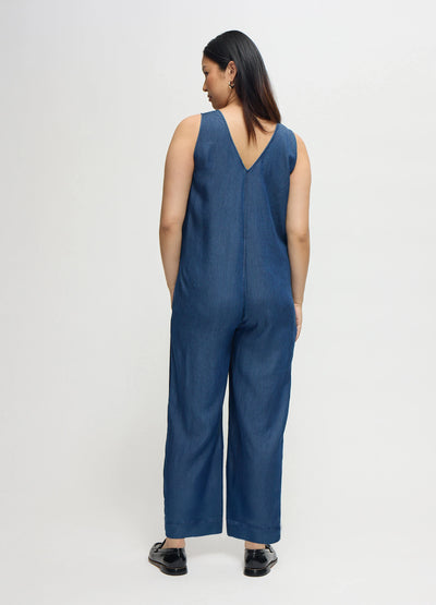 The Zip & Relax Maternity + Nursing Chambray Jumpsuit