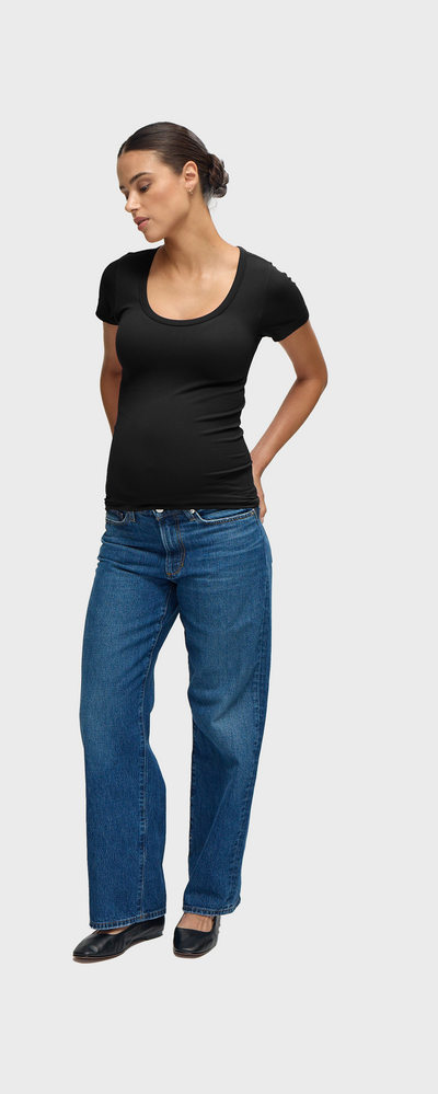 Seamless Maternity Rib Short Sleeve Crew Tee 2 Pack Bundle