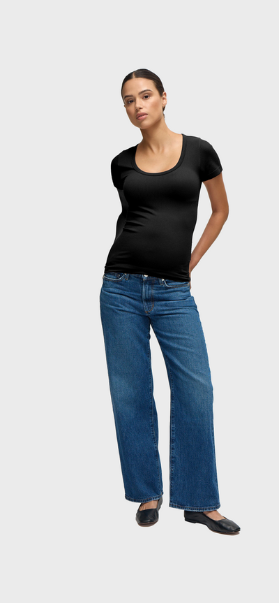 Seamless Maternity Rib Short Sleeve Crew Tee 2 Pack Bundle
