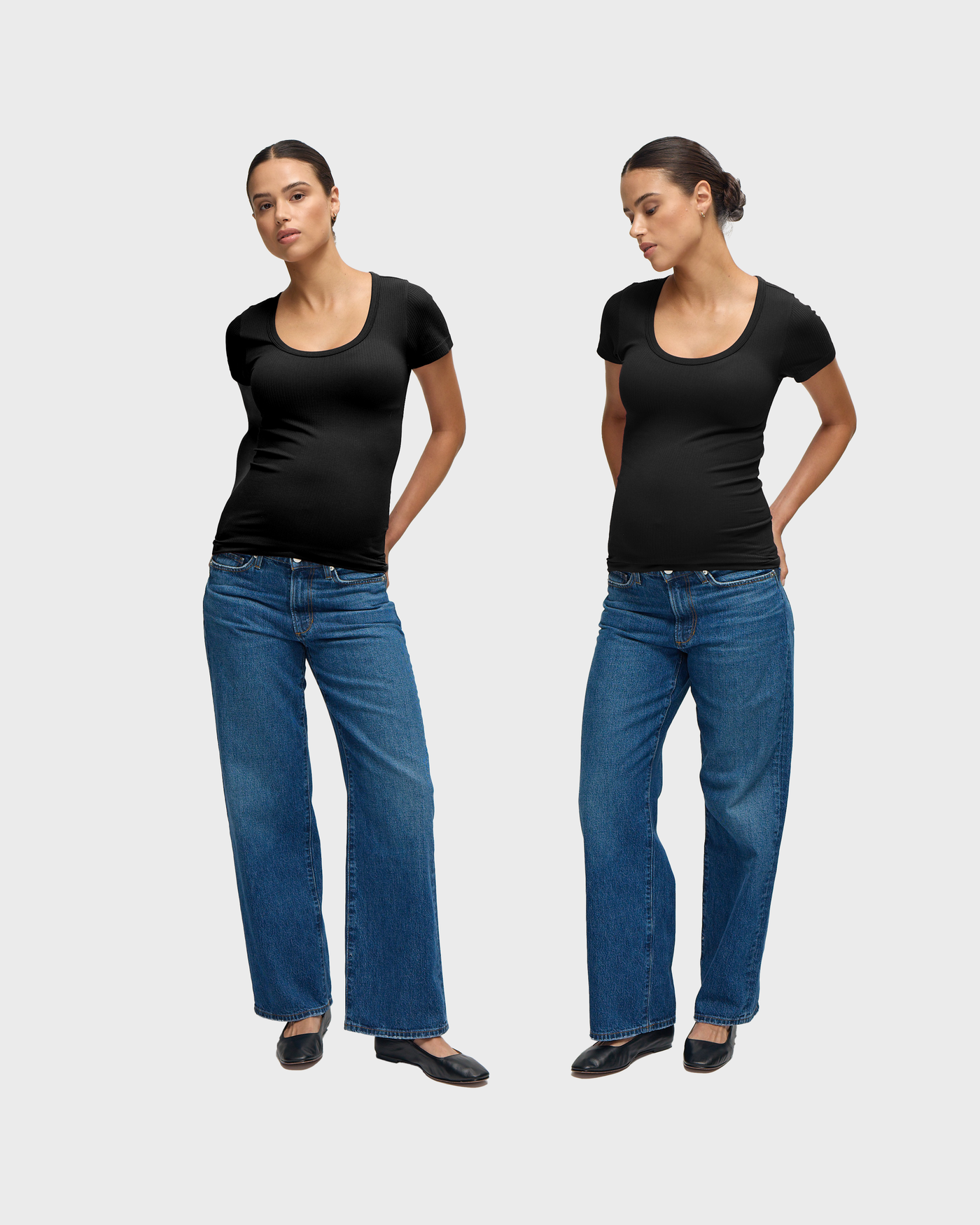 Seamless Maternity Rib Short Sleeve Crew Tee 2 Pack Bundle