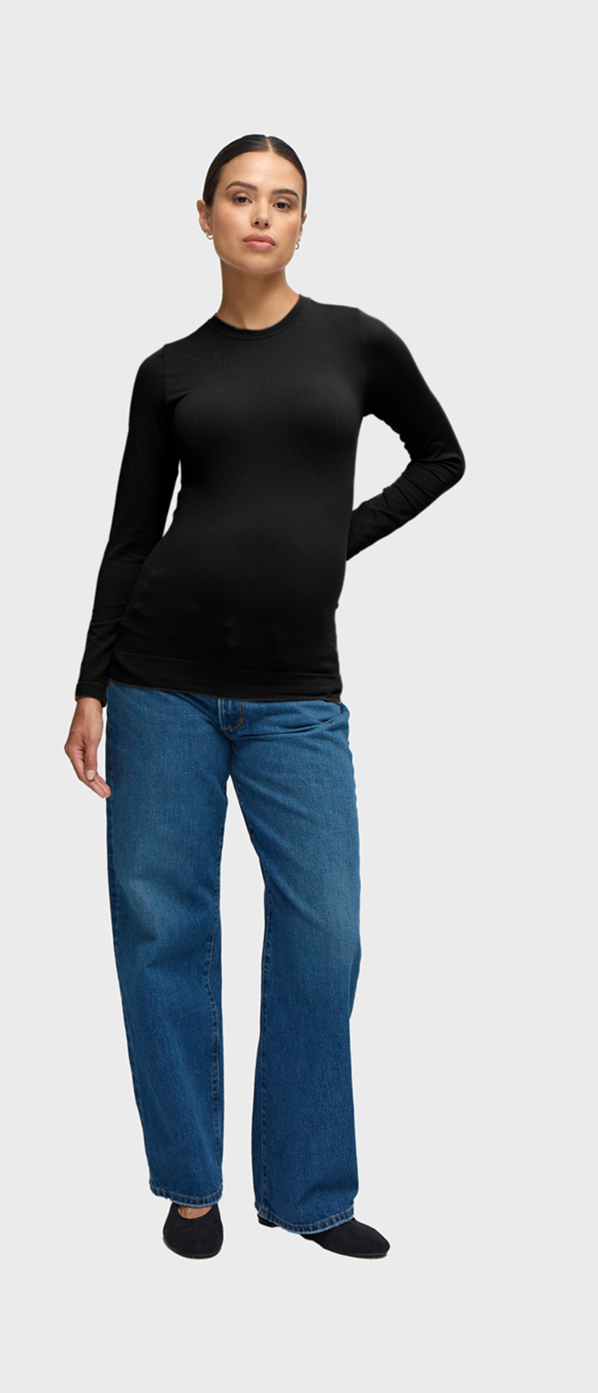 Seamless Maternity Rib Long Sleeve Crew Tee 2 Pack Bundle