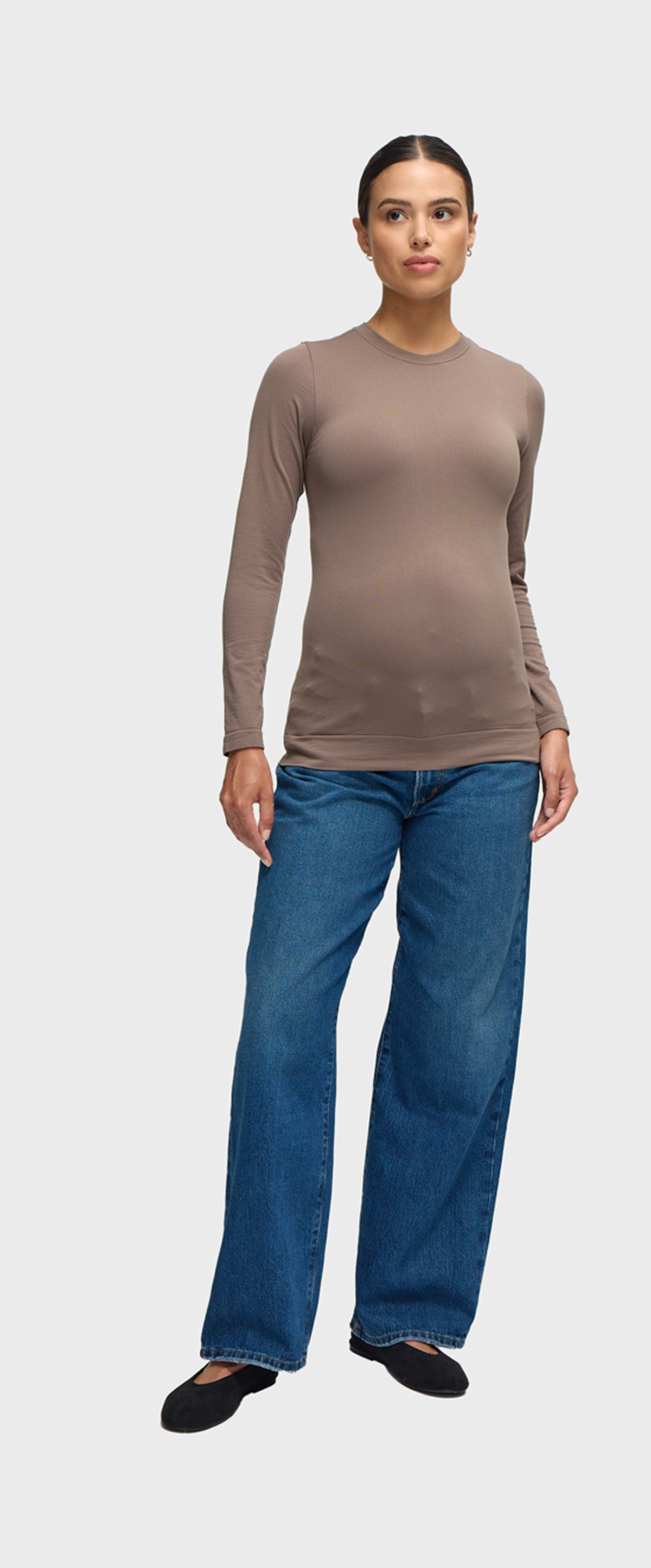 Seamless Maternity Rib Long Sleeve Crew Tee 2 Pack Bundle
