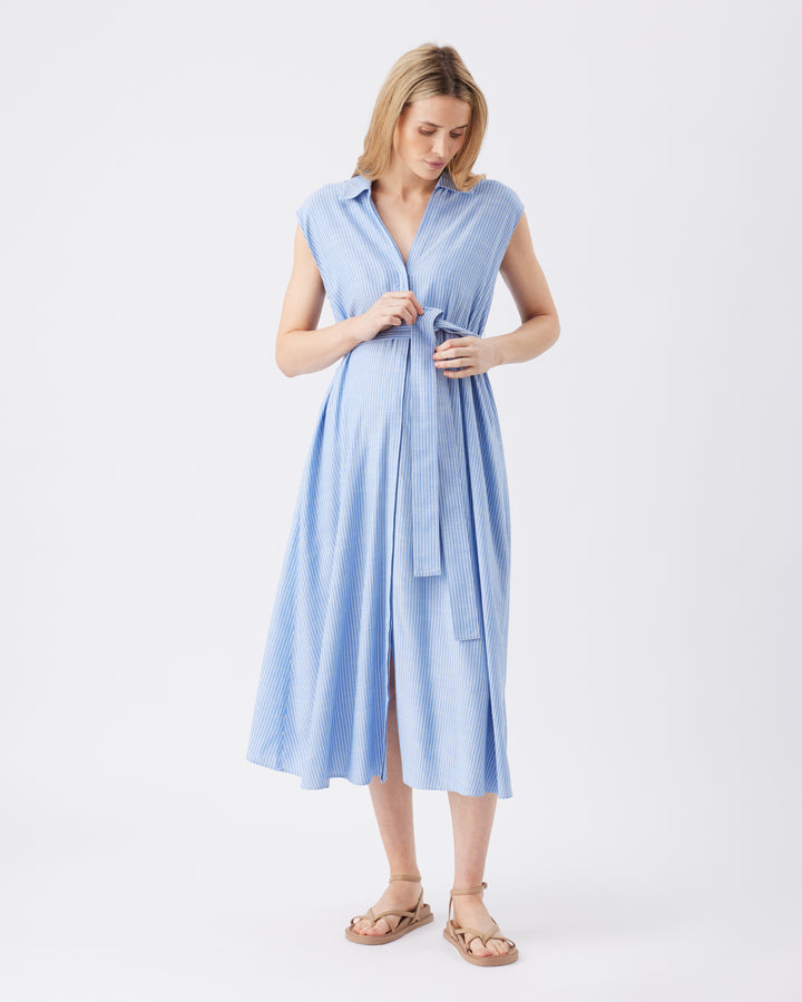 Ripe Abby Stripe Shirt Dress (Blue/White) Ripe Abby Stripe Shirt Dress (Blue/White)