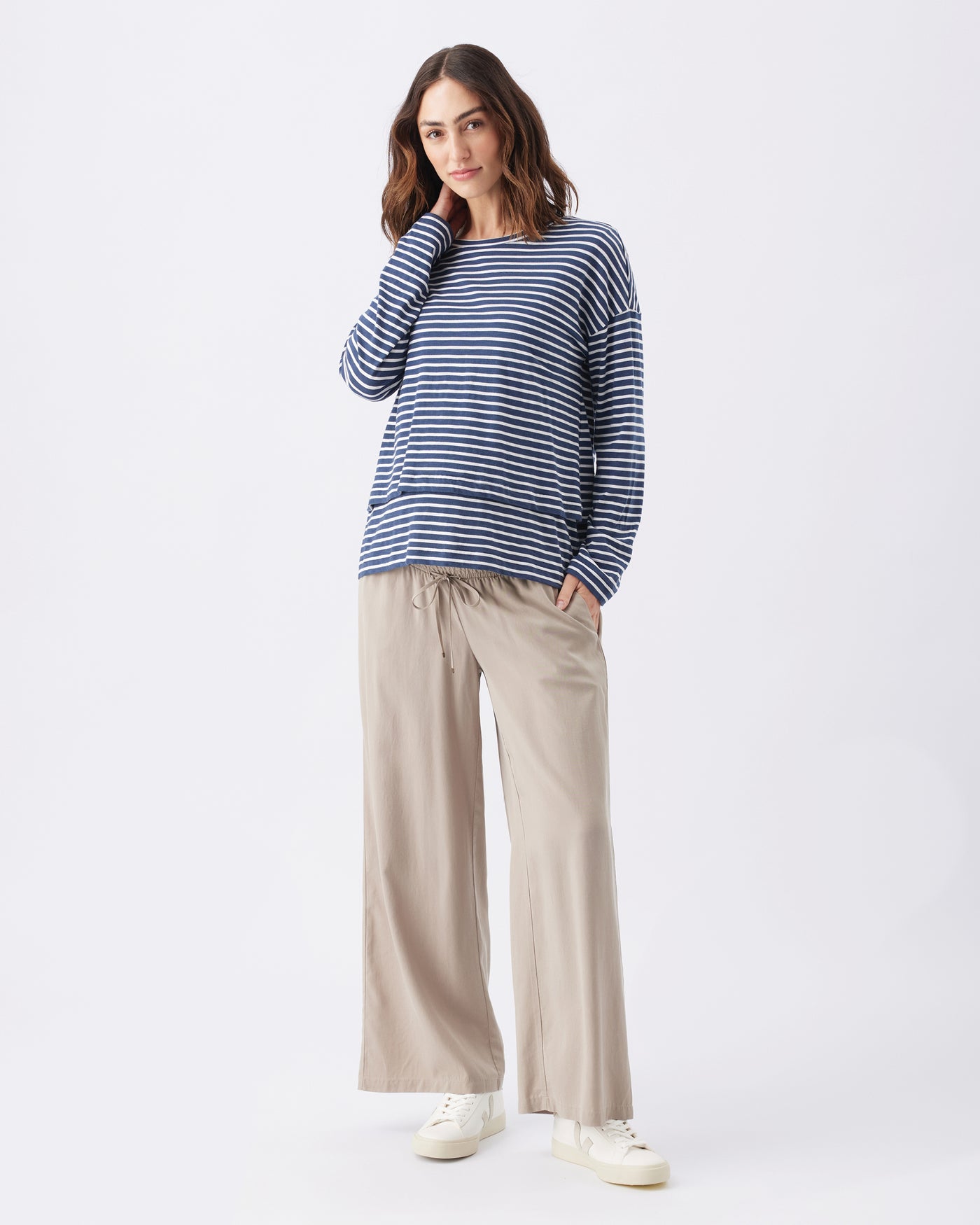 Ripe Maternity Claudette Long Sleeve Striped Nursing Top