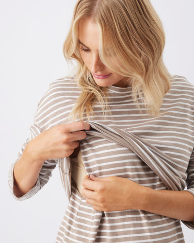 Ripe Maternity Claudette Long Sleeve Striped Nursing Top