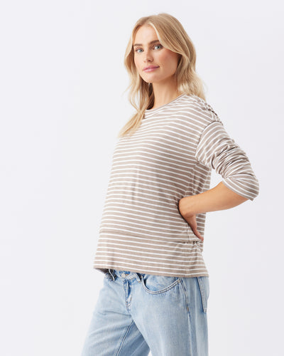 Ripe Maternity Claudette Long Sleeve Striped Nursing Top