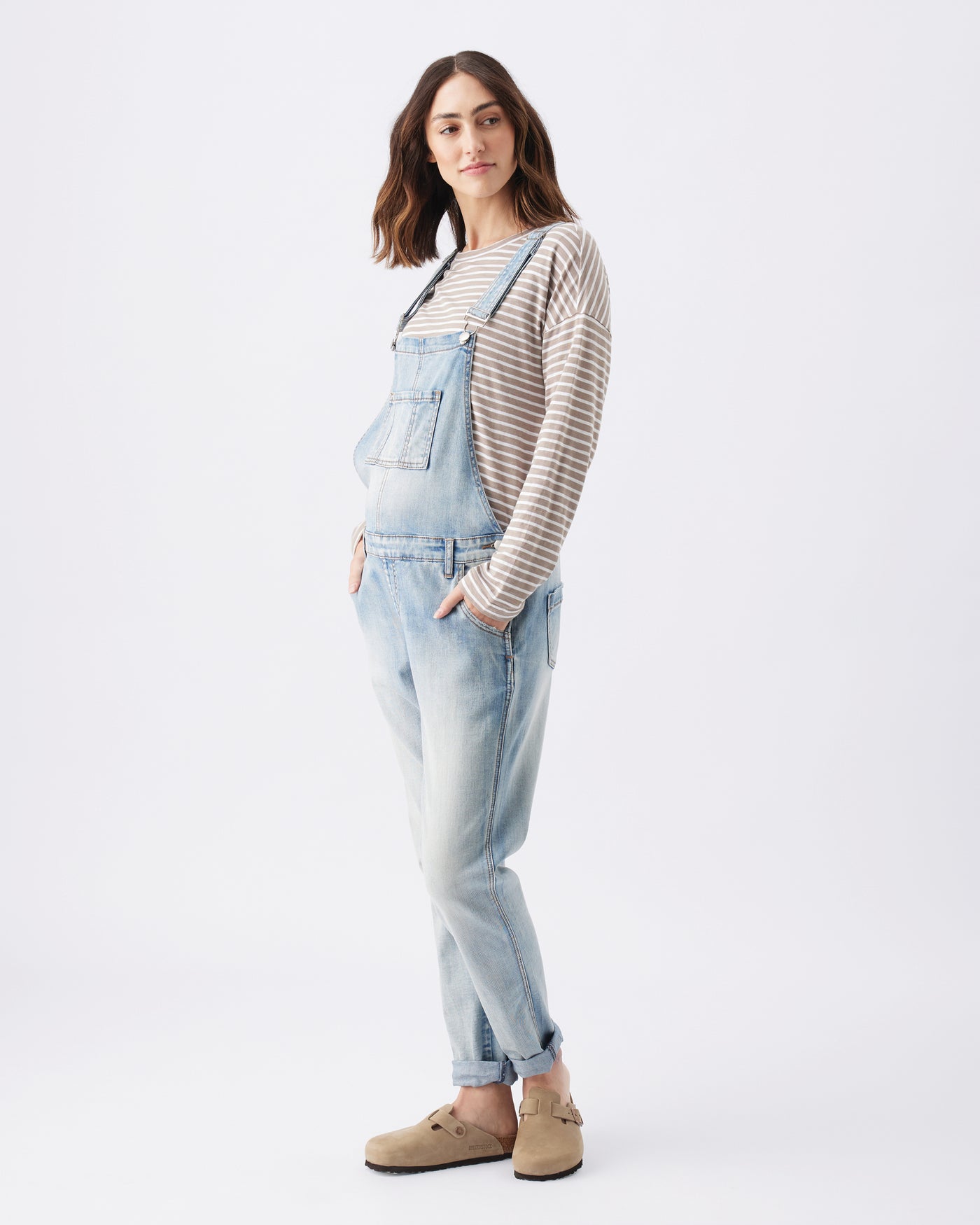 Ripe Maternity Claudette Long Sleeve Striped Nursing Top