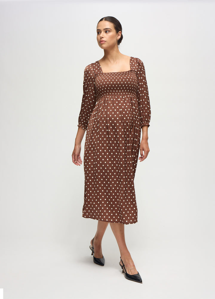 Ingrid & Isabel Maternity Breeze Midi Dress Blue Multi Blur Dot Size S