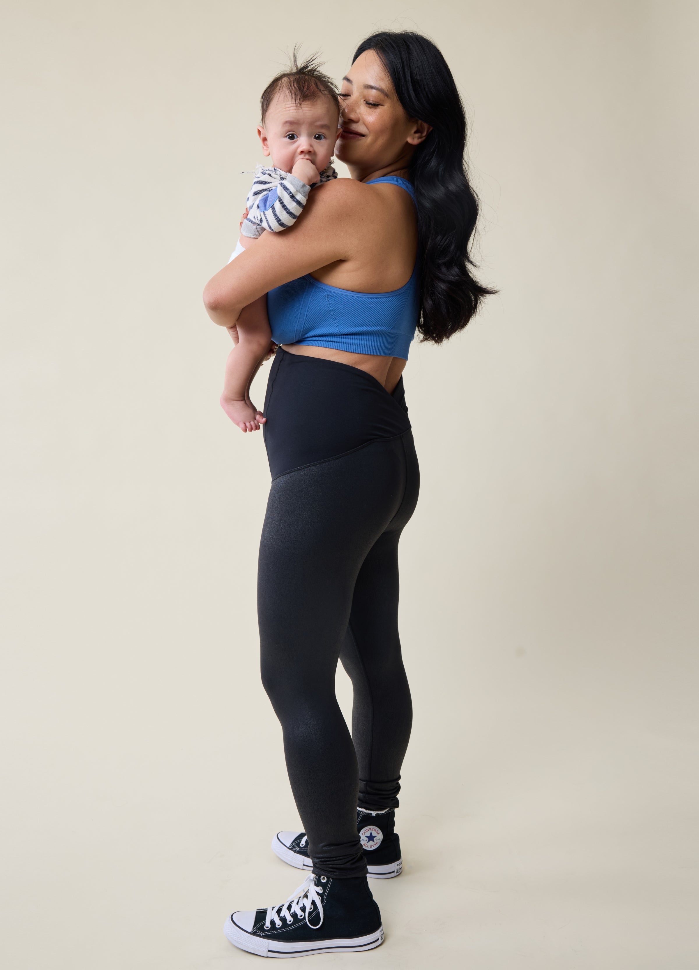 Ingrid and Isabel faux leather maternity leggings black over-the-belly