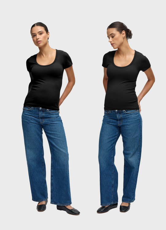 Ribbed Short Sleeve Maternity Tee 2-Pack