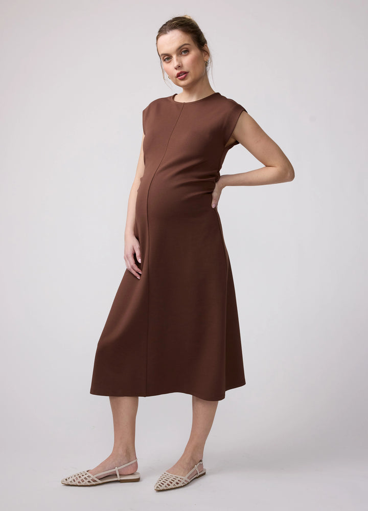 Ingrid & Isabel Maternity Ruched A Line Knit Dress - Stone