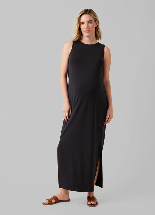 The Sidekick Black Maternity Column Dress