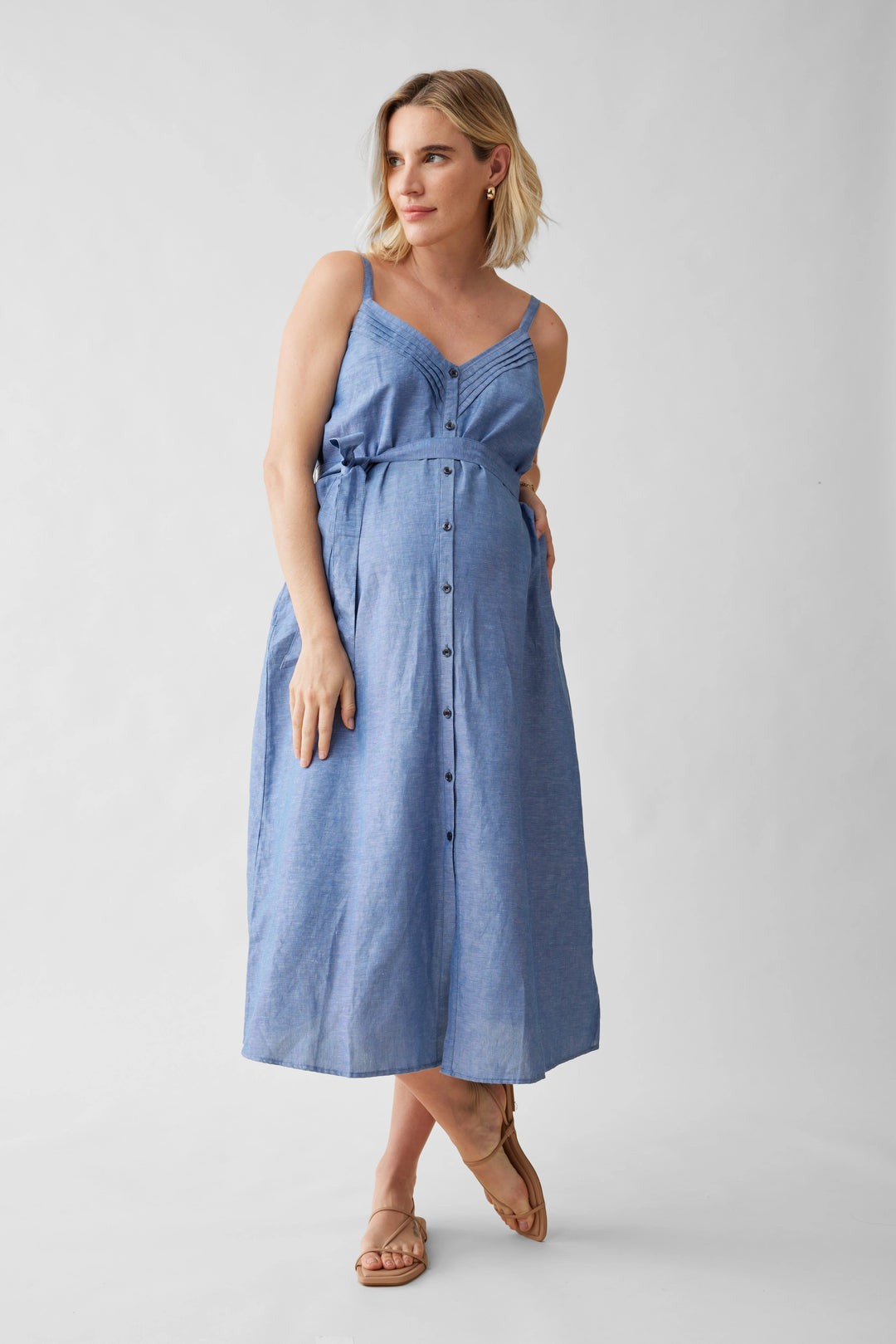 Ingrid & Isabel Maternity Chambray Button Front Dress - Chambray