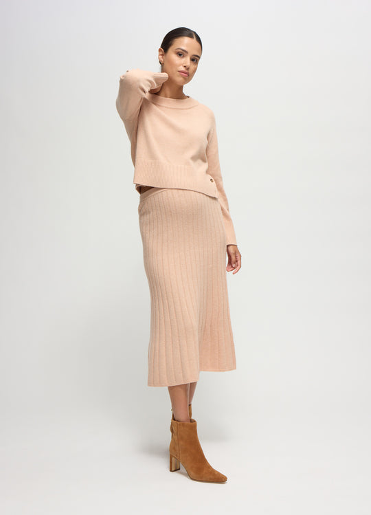 The Cozy Rib Knit Sweater Midi Maternity Skirt