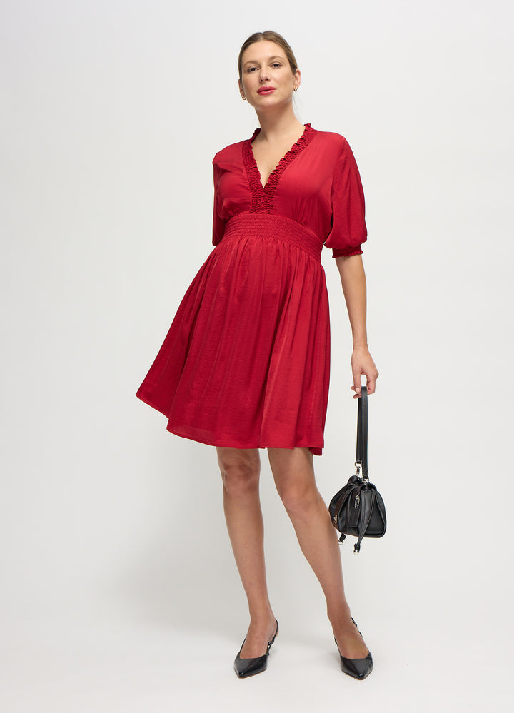 Ingrid & Isabel Maternity Deep V Short Dress - Red