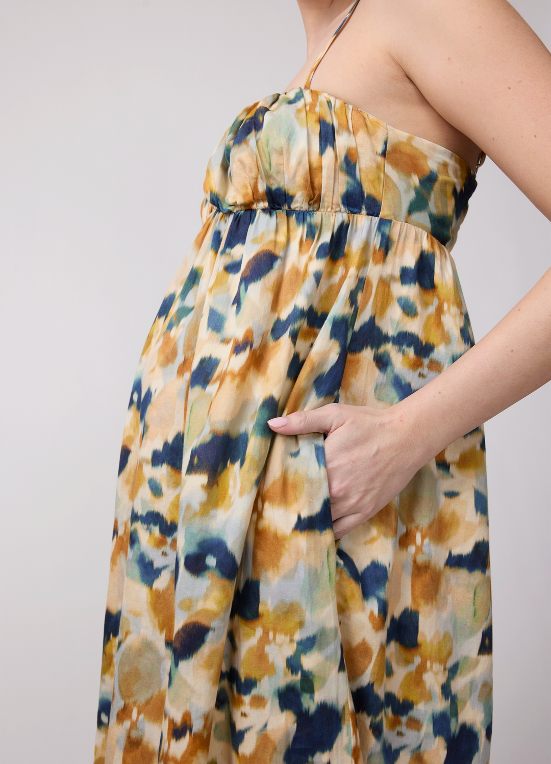 blue and yellow maternity dress Floral Poplin Sleeveless Maxi – Ingrid & Isabel Natalie Rolt Black Dress Premium stretch jersey Promo: 60 and under Size:22/54