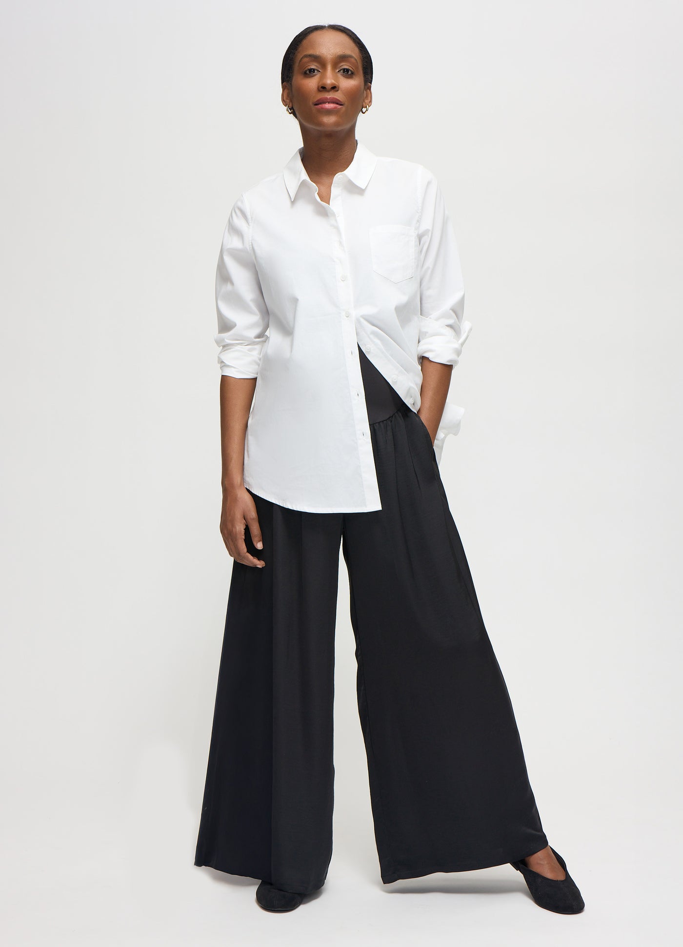 The Flowy Wide-Leg Black Maternity Pants