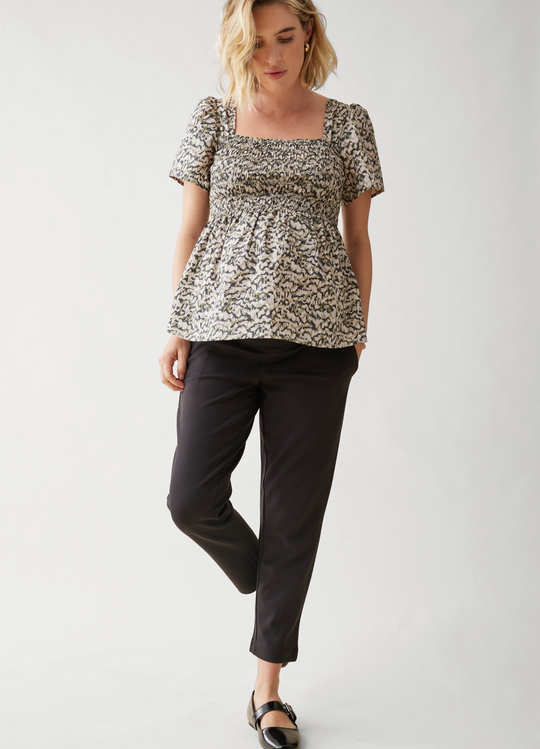 Flutter Sleeve Smocked Maternity Top