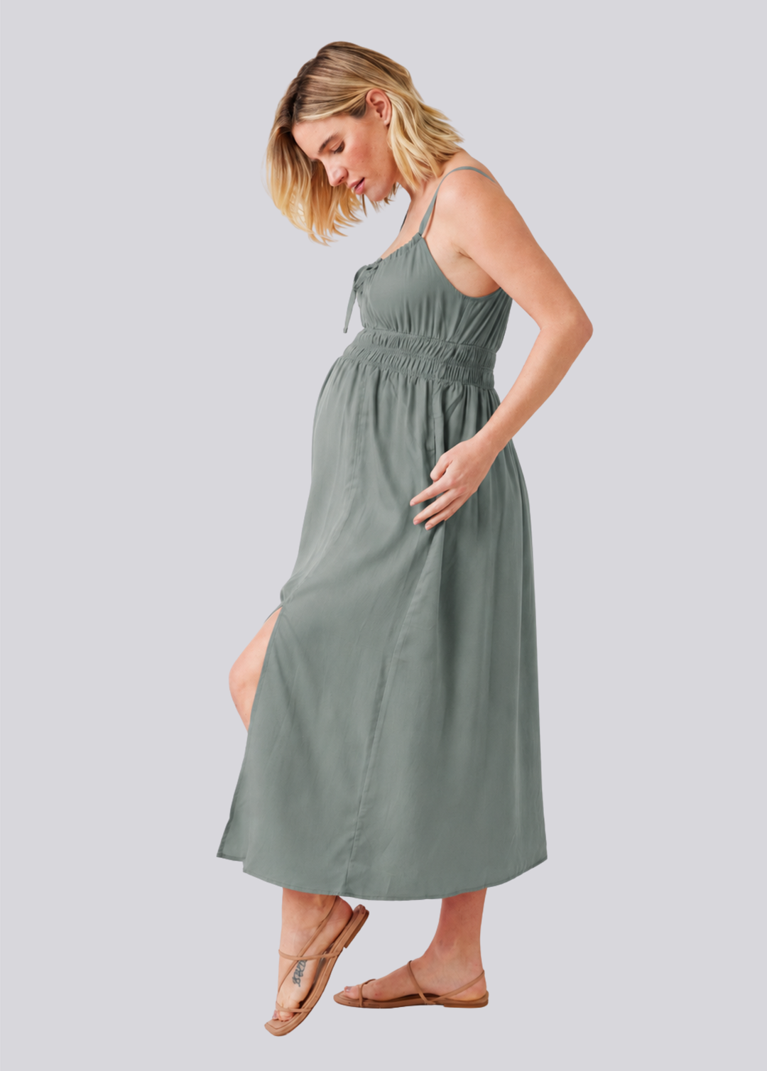The Amalfi Strappy Maternity Midi Dress – Ingrid & Isabel