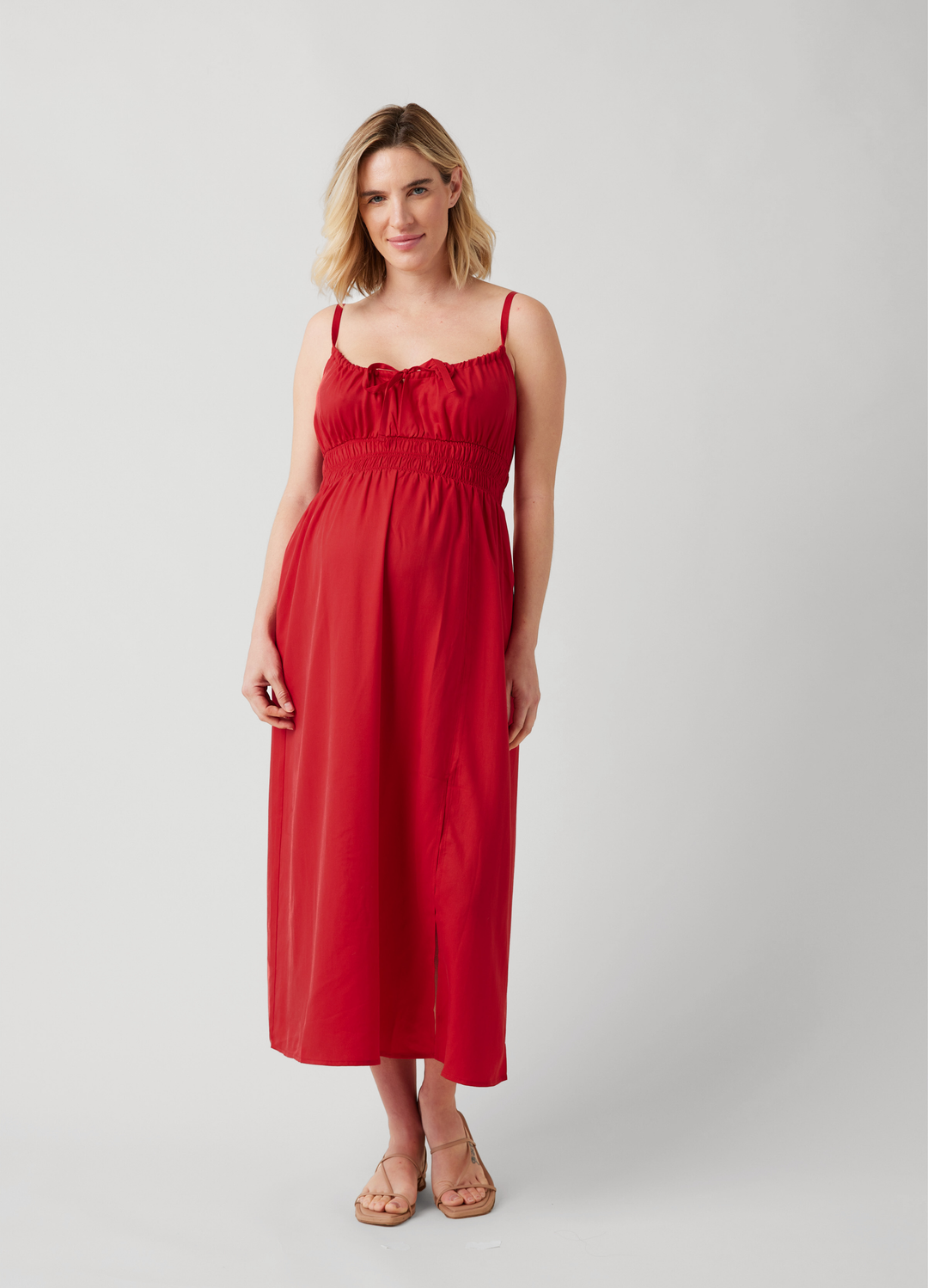 Ingrid & Isabel Women's Maternity Strappy Midi Dress - Red