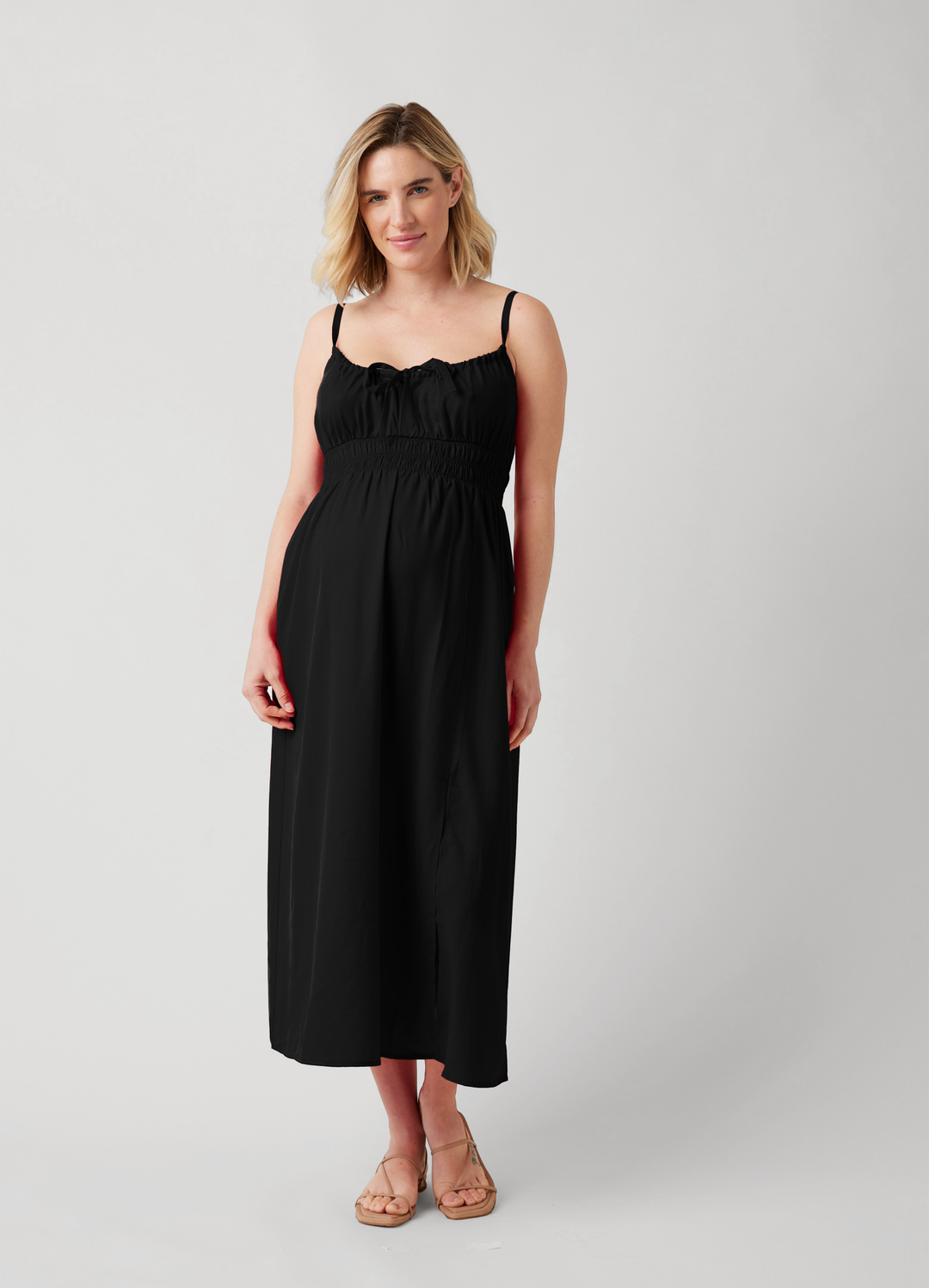 The Amalfi Maternity Midi Strappy Dress Black Medium