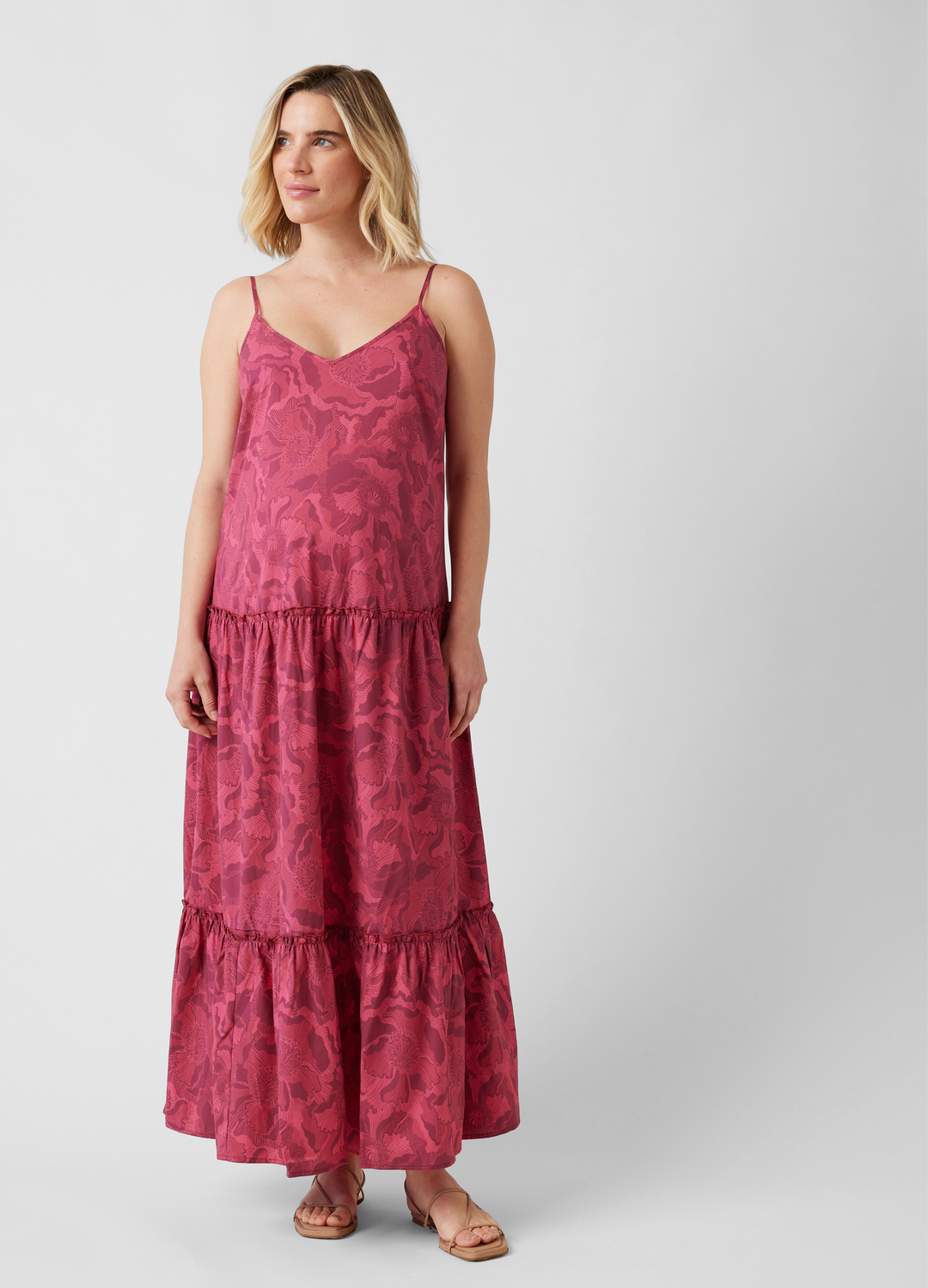 Ingrid & Isabel Maternity Strappy Maxi Dress - Berry Line Floral