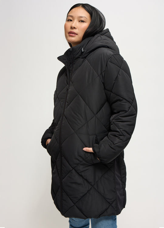 Quilted Longline Maternity and Postpartum Puffer Jacket