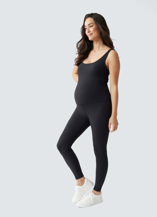Ribbed Sleeveless Full Length Maternity Bodysuit