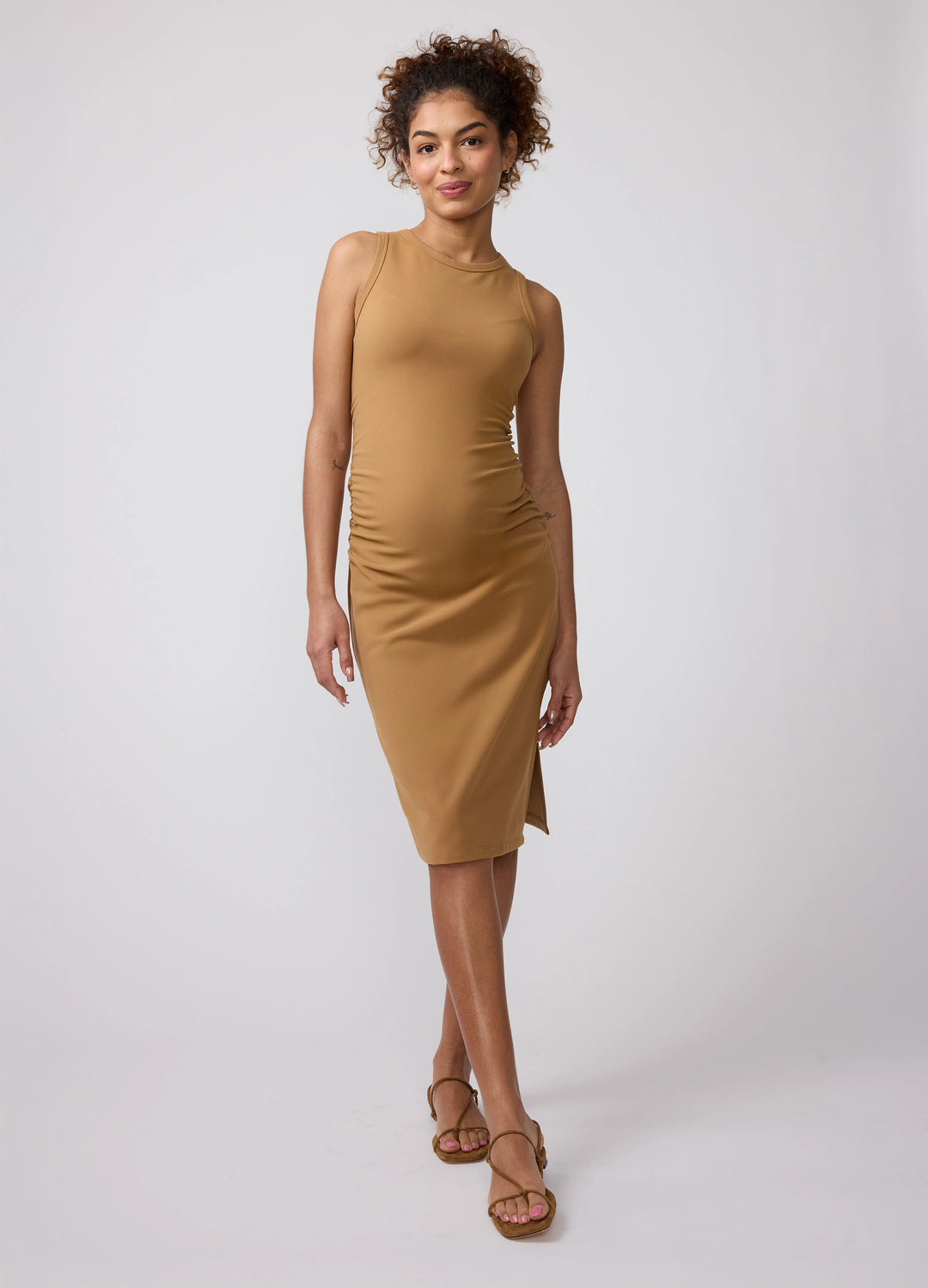 maternity dresses bodycon Sleeveless Ruched Dress with Leg Slit – Ingrid & Isabel fabric_sheer Looking for a fit Bridal Style: The New COLOR:SKY MULTI