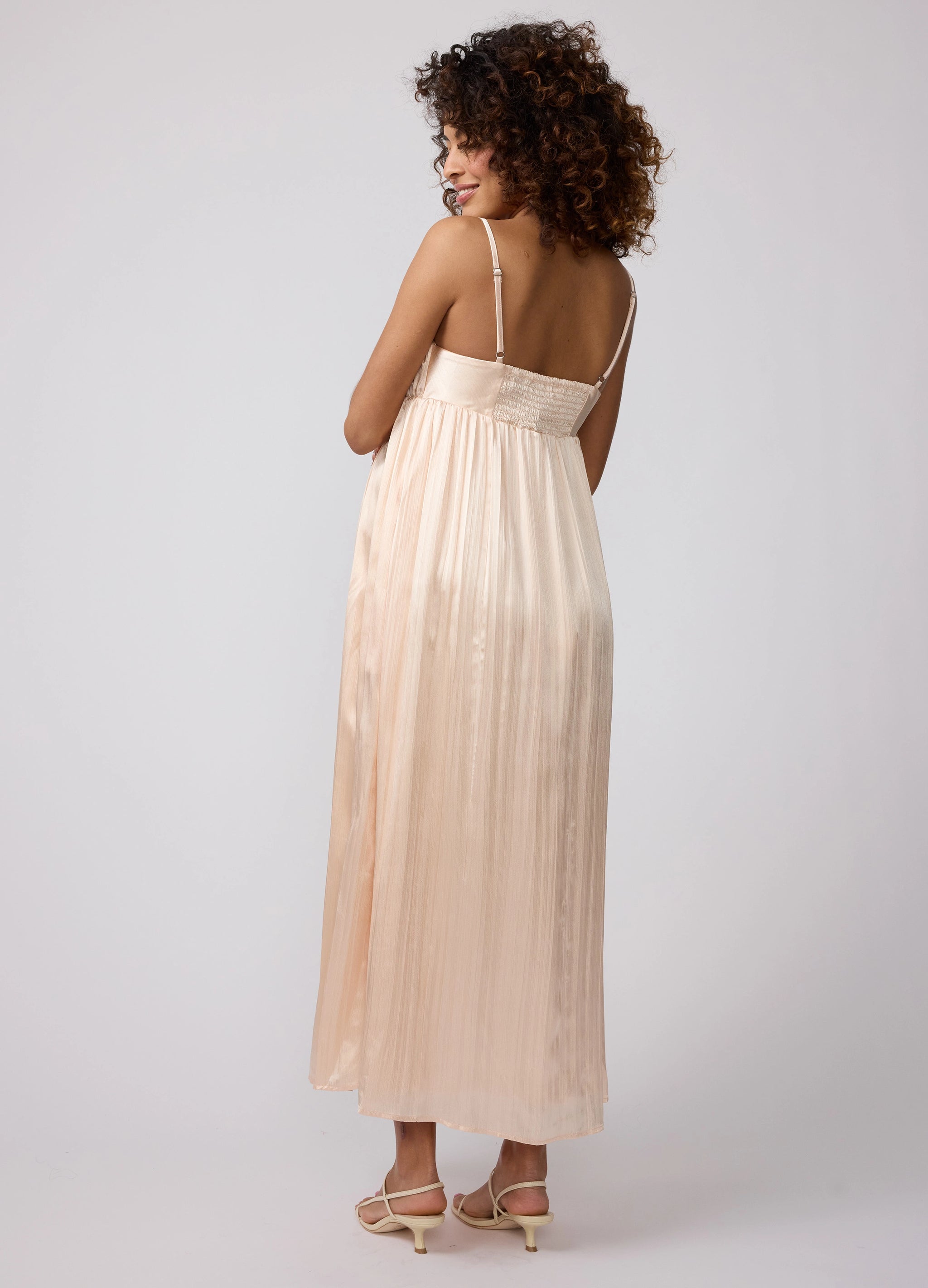 maternity slip dress Ruched Satin Sweetheart Maxi Size:L (Length- 54 inches/138 cm) Disney Store Minnie Mouse maintenance luxe order_fall23