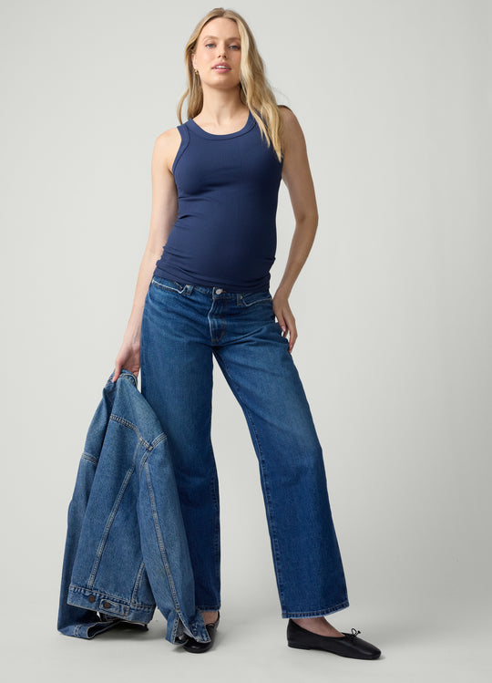 Seamless Ribbed High Neck Maternity Tank