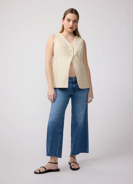 Sleeveless V-Neck Linen Maternity Vest