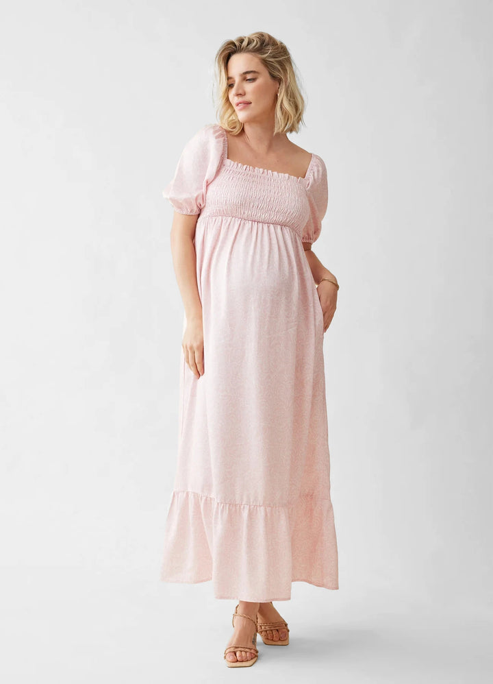 Smocked Tiered Maternity and Nursing Maxi Dress – Ingrid & Isabel