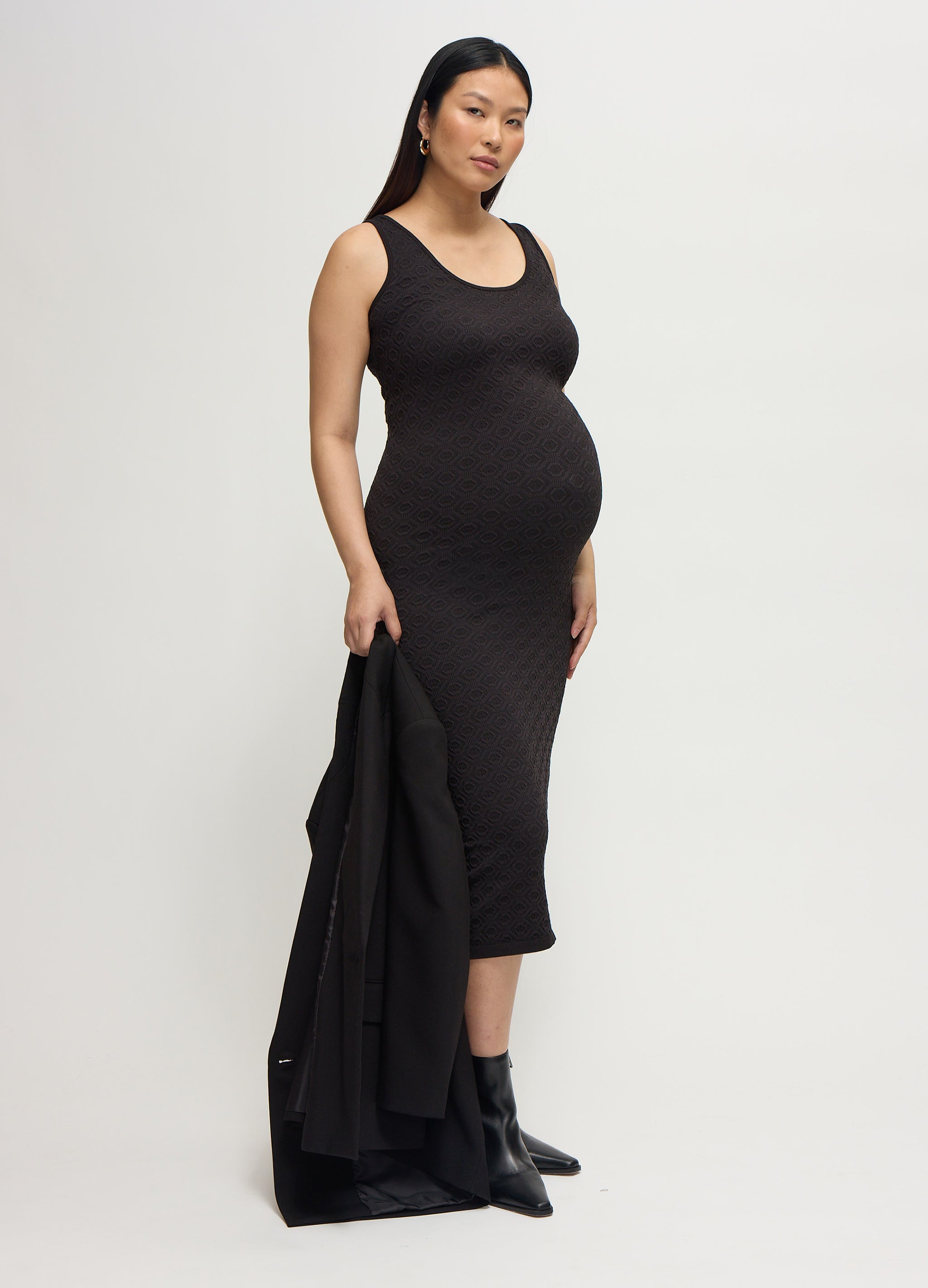Textured Bodycon Maternity Midi Dress – Ingrid & Isabel