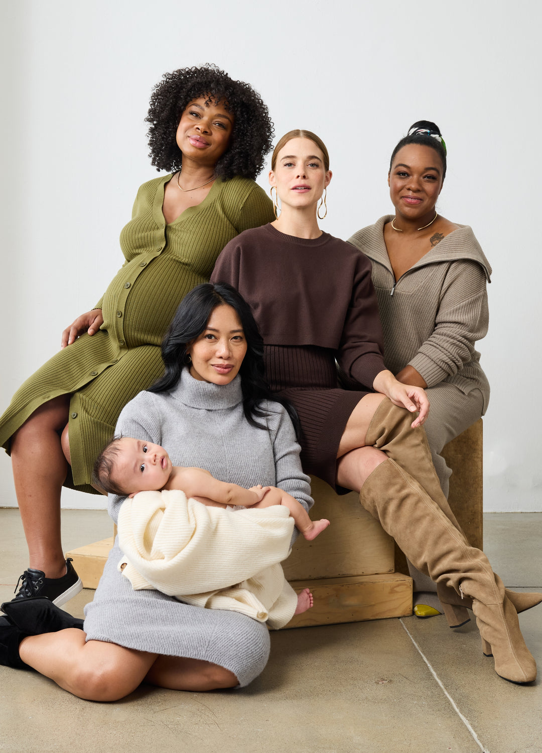Long Sleeve Turtleneck Sweater Maternity Mini Dress