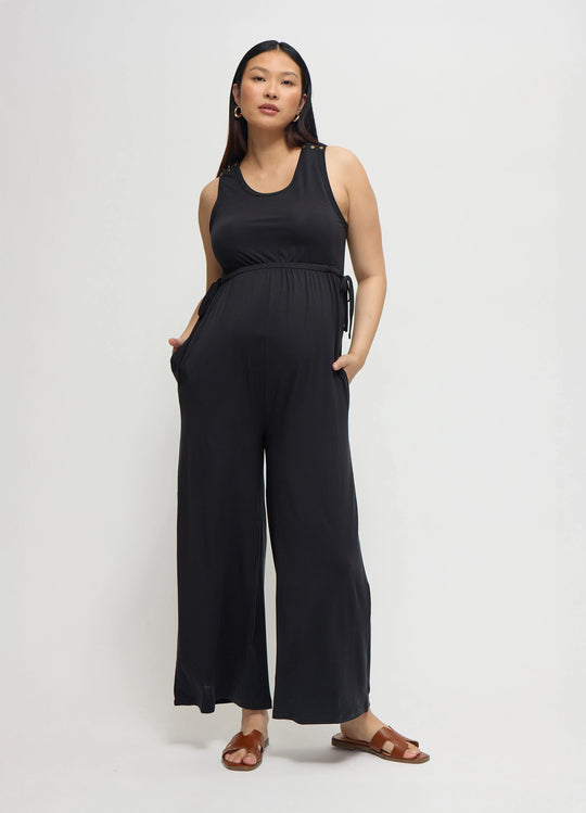 Wide Leg Knit Maternity and Nursing Jumpsuit