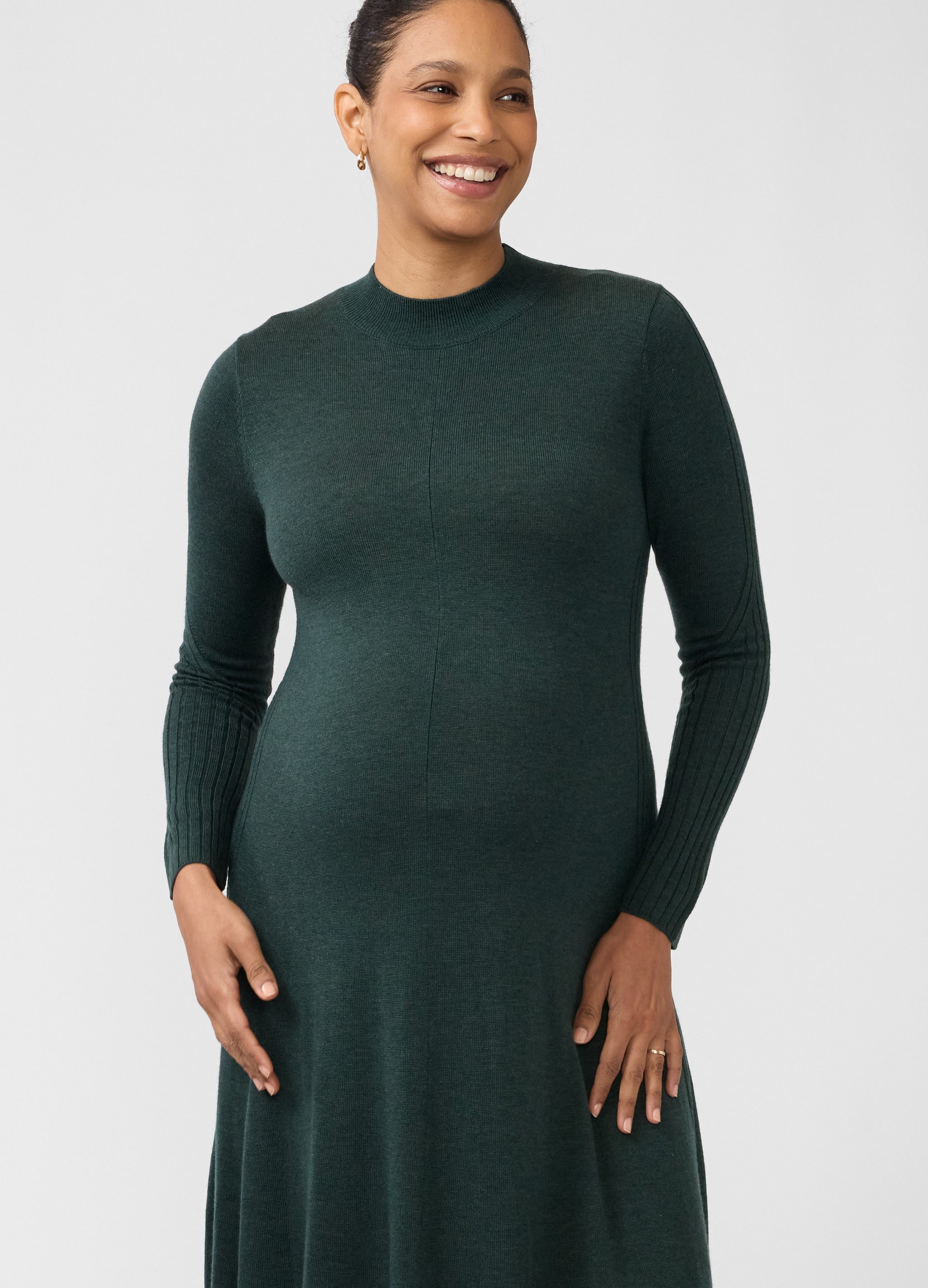 sweater dress fit and flare Long Sleeve Fit-and-Flare Maternity Midi Strapless Ivory Chiffon Cathedral CXBSJUN26 Luxury Satin Colors:Sage Green designed with a clean