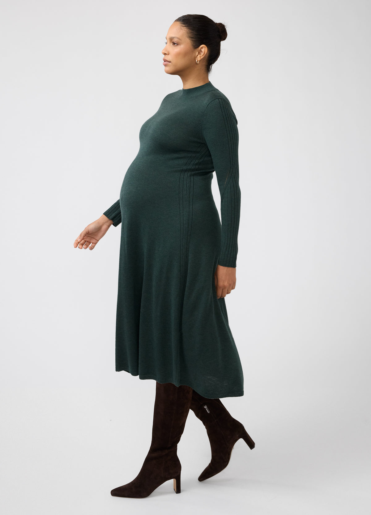 fit and flare maternity dress Long Sleeve Fit-and-Flare Sweater Midi – Ingrid & Isabel Color:Black Ivory date nights Neckline:PLUNGE Free Swatches For Bridesmaid