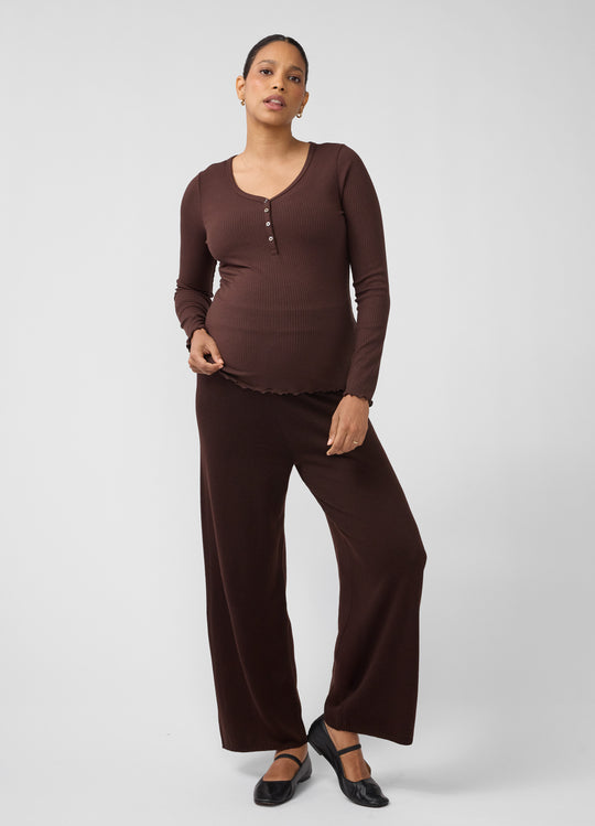 Long Sleeve Rib Maternity Nursing Henley