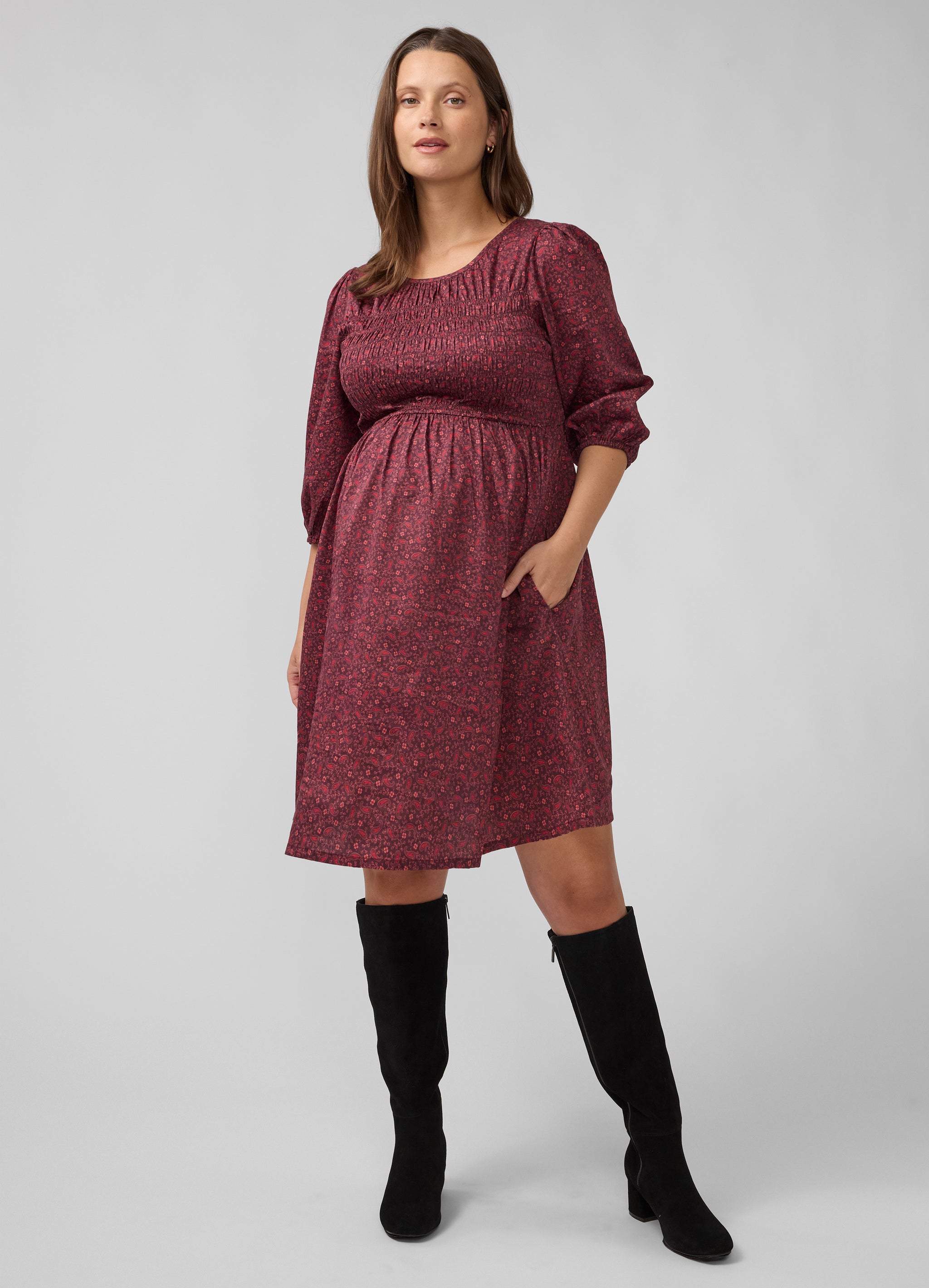 cotton maternity dress Smocked Paisley 3/4 Sleeve Short – Ingrid & Isabel Size:10 UK Homemade Ranch Dressing - flexible fit before wk24
