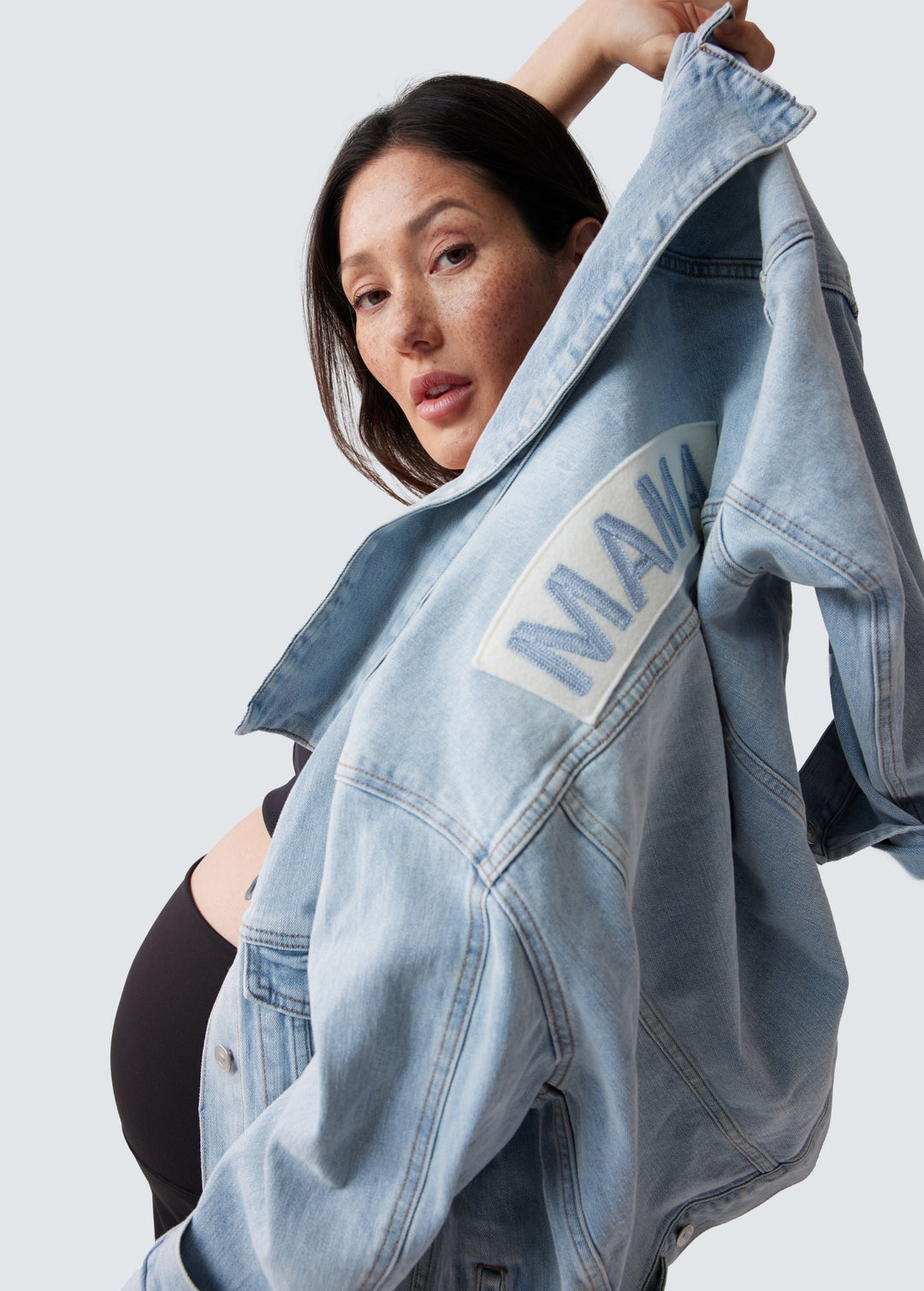 Mama & Baby Matching Maternity and Postpartum Denim Jacket