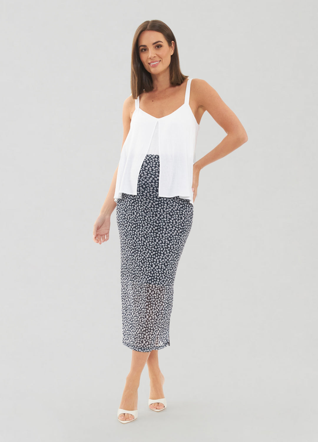 Ripe Maternity Kara Mesh Maternity Midi Skirt Navy Small