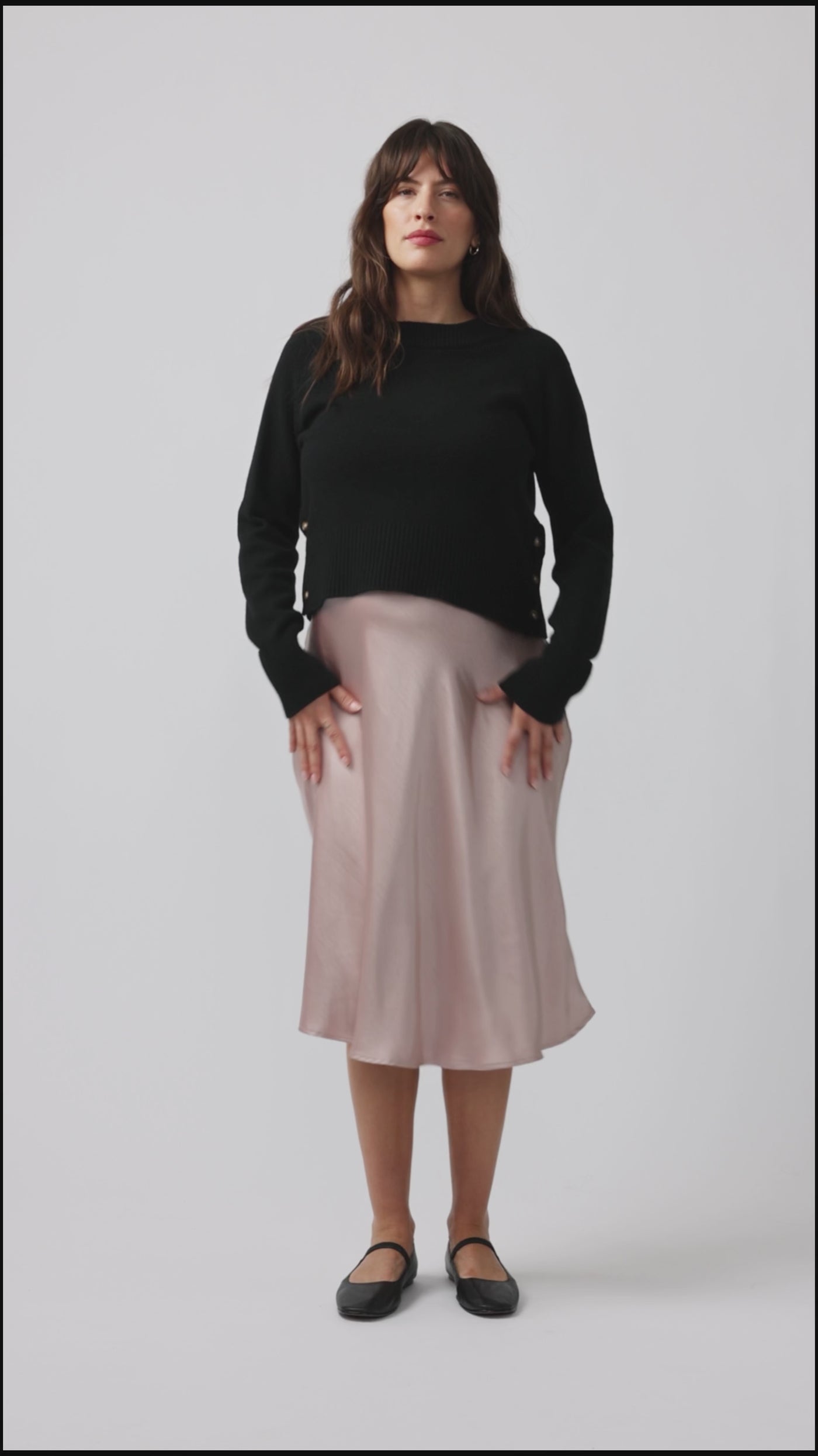 The Satin Slip Midi Maternity Skirt